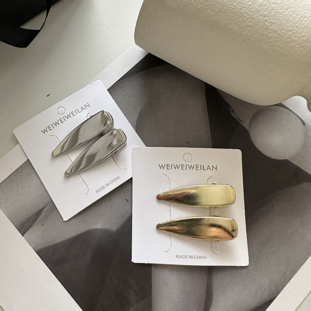 Set 2 kẹp tóc bằng sắt mạ điện