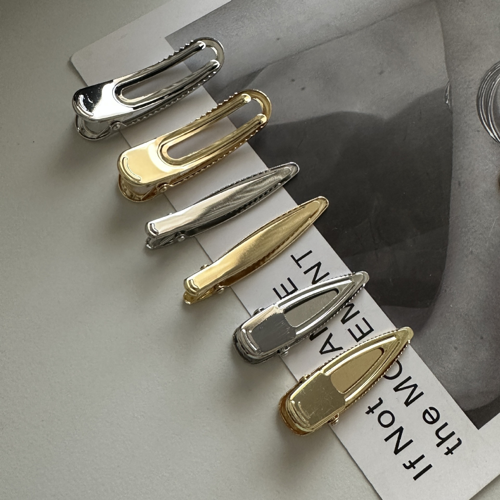 Set 2 kẹp tóc bằng sắt mạ điện