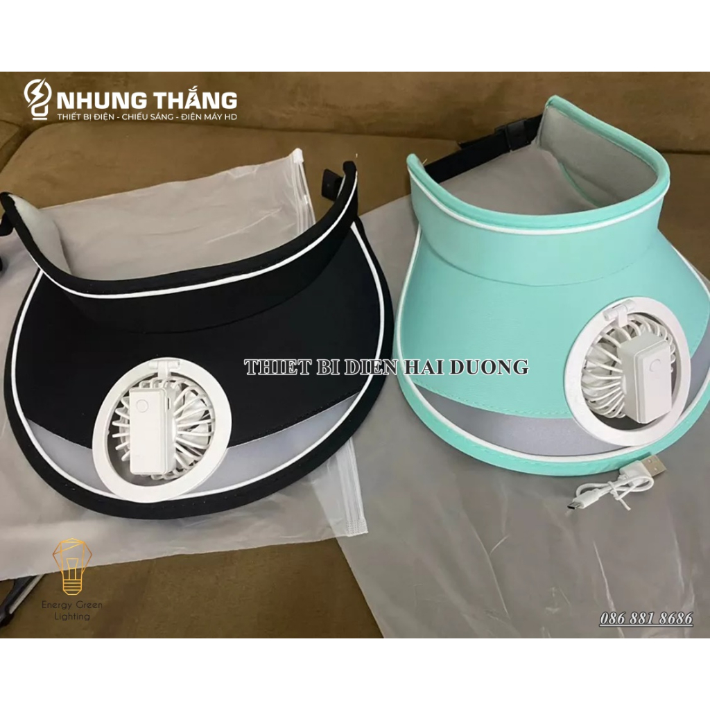 Mũ Cói Rộng Vành Nửa Đầu - Che Nắng,Chống Tia Uv Jussy Fashion - Gắn Quạt Tích Điện Làm Mát - 3 Tốc Độ Gió