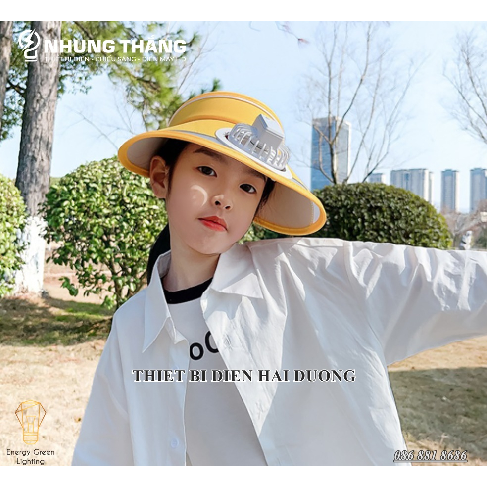 Mũ Cói Rộng Vành Nửa Đầu - Che Nắng,Chống Tia Uv Jussy Fashion - Gắn Quạt Tích Điện Làm Mát - 3 Tốc Độ Gió