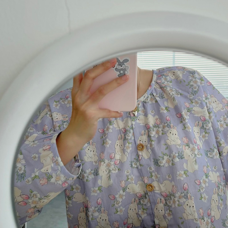 𝐚𝐬𝐡𝐞𝐱𝐢𝐧𝐜𝐡𝐚𝐨:  pyjama, bộ mặc nhà cổ tròn hoạ tiết nông trại thỏ cutie thô cotton