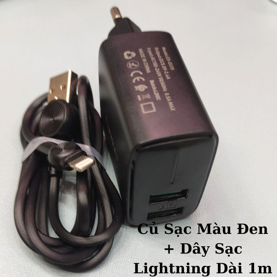 Bộ Sạc Nhanh EU15 sạc nhanh 12W (2,4A) thiết kế 2 cổng usb công  suất cao, nhựa ABS chống cháy nổ ( Bản EU, 2023)