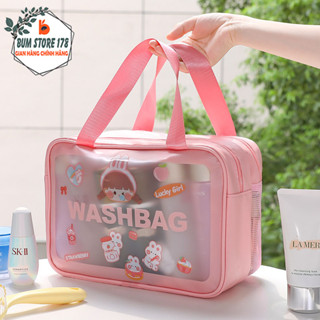  Túi đựng mỹ phẩm du lịch tiện dụng Túi đựng mỹ phẩm 2 ngăn cute trong suốt nhiều kích thước WASH BAG 