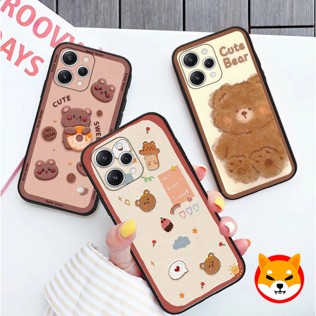 Ốp Xiaomi Redmi 12 gấu nâu hoạ tiết cute đáng yêu siêu bền