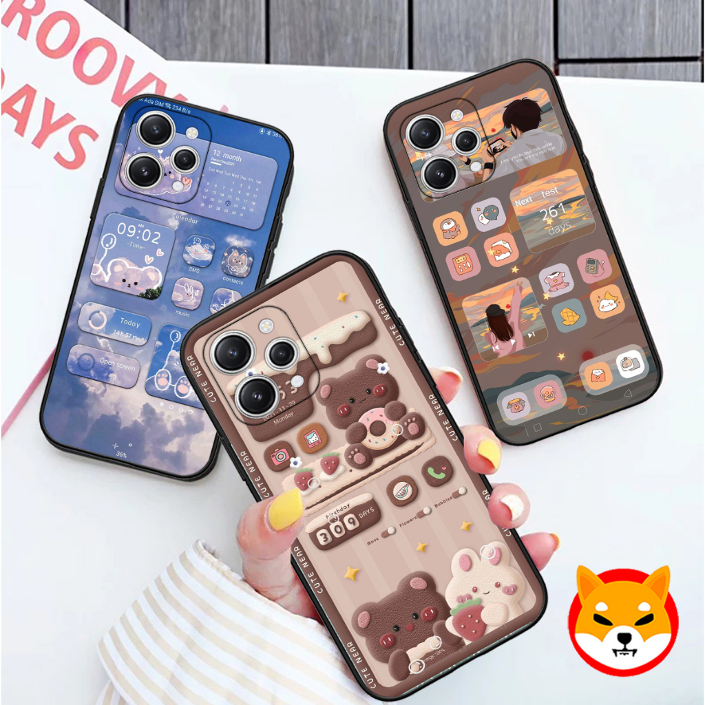 Ốp Xiaomi Redmi 12 hình gấu 3D in phẳng dễ thương giá rẻ