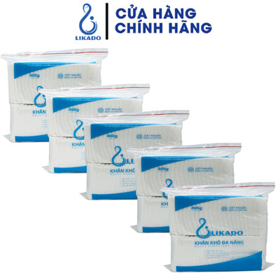 Khăn khô đa năng cho bé Likado 400g kích thước (20x22)  (SET 5 GÓI)