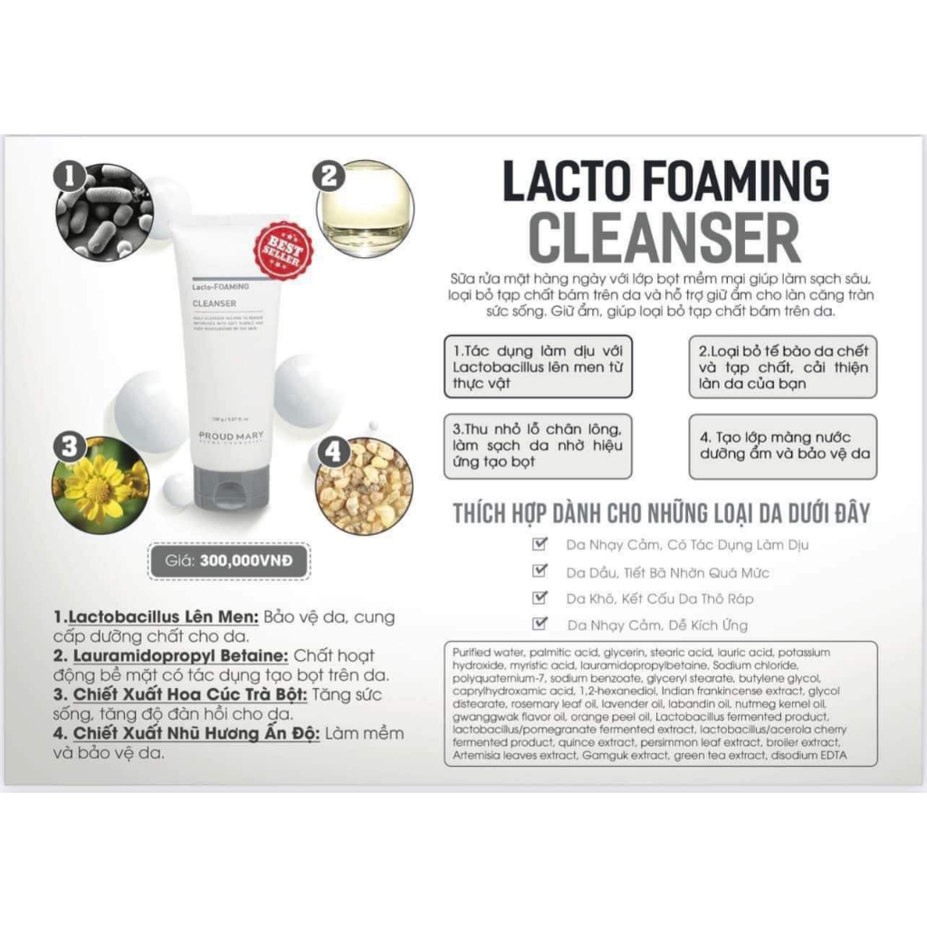Sữa Rửa Mặt PROUD MARY LACTO - FOAMING CLEANSER 150G