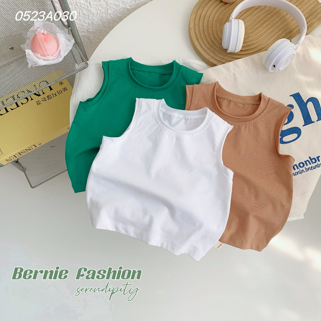 Áo ba lỗ cotton unisex cho bé, áo ba lỗ trơn màu basic mềm mịn cá tính cho bé