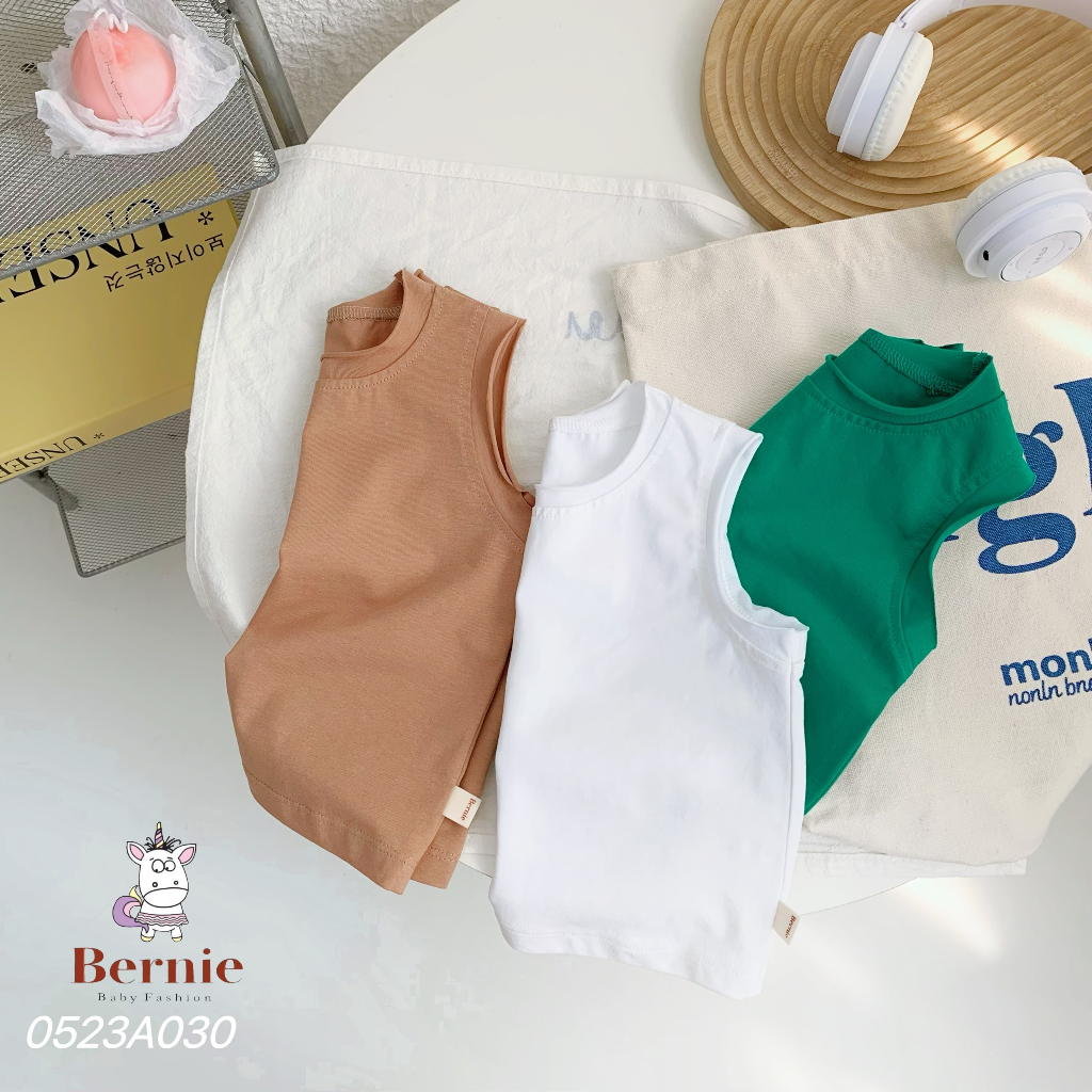 Áo ba lỗ cotton unisex cho bé, áo ba lỗ trơn màu basic mềm mịn cá tính cho bé