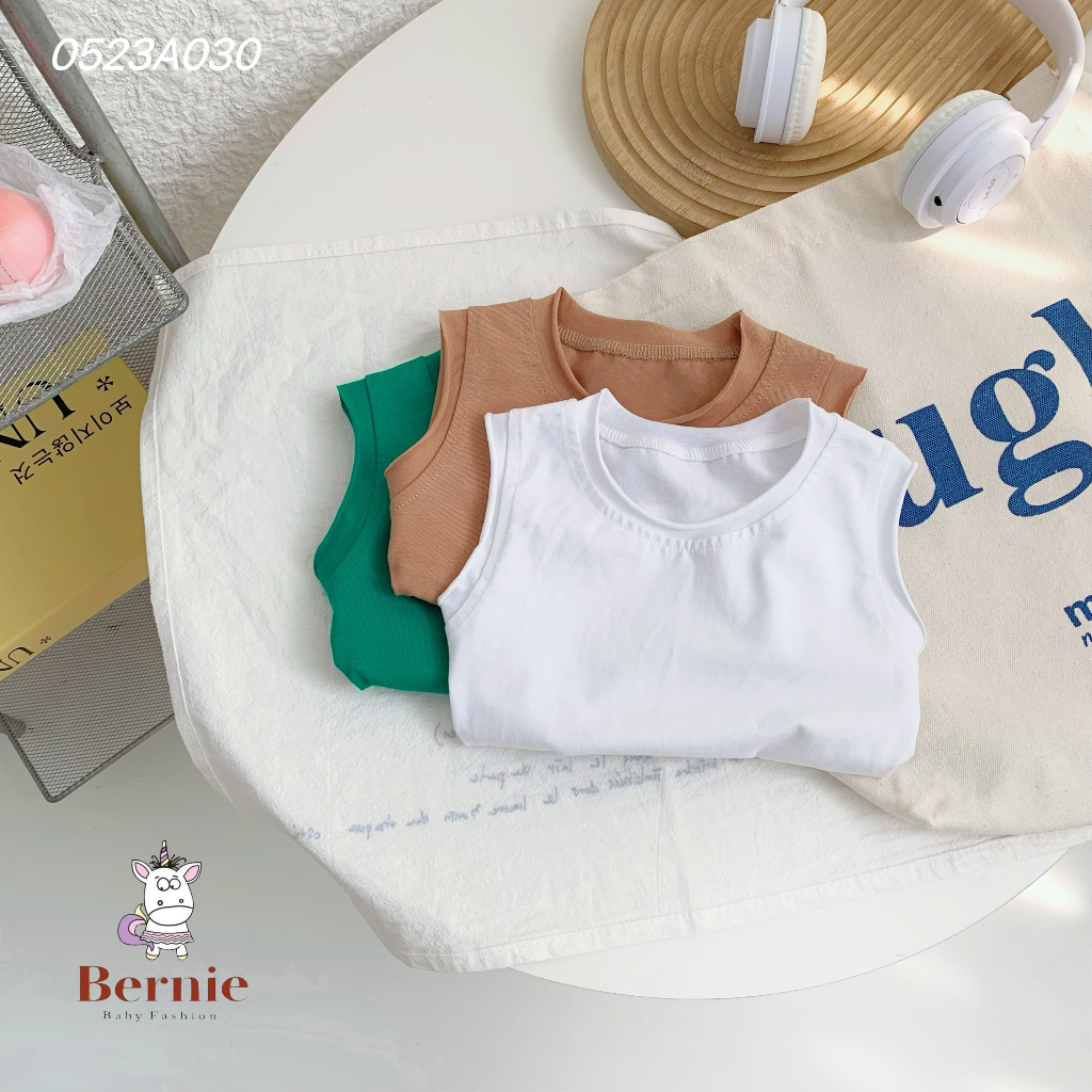 Áo ba lỗ cotton unisex cho bé, áo ba lỗ trơn màu basic mềm mịn cá tính cho bé