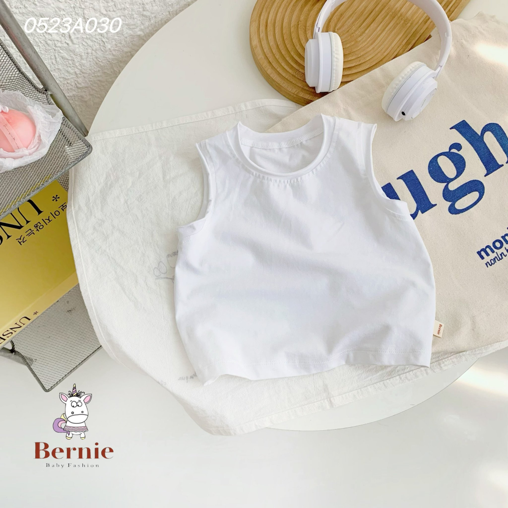 Áo ba lỗ cotton unisex cho bé, áo ba lỗ trơn màu basic mềm mịn cá tính cho bé