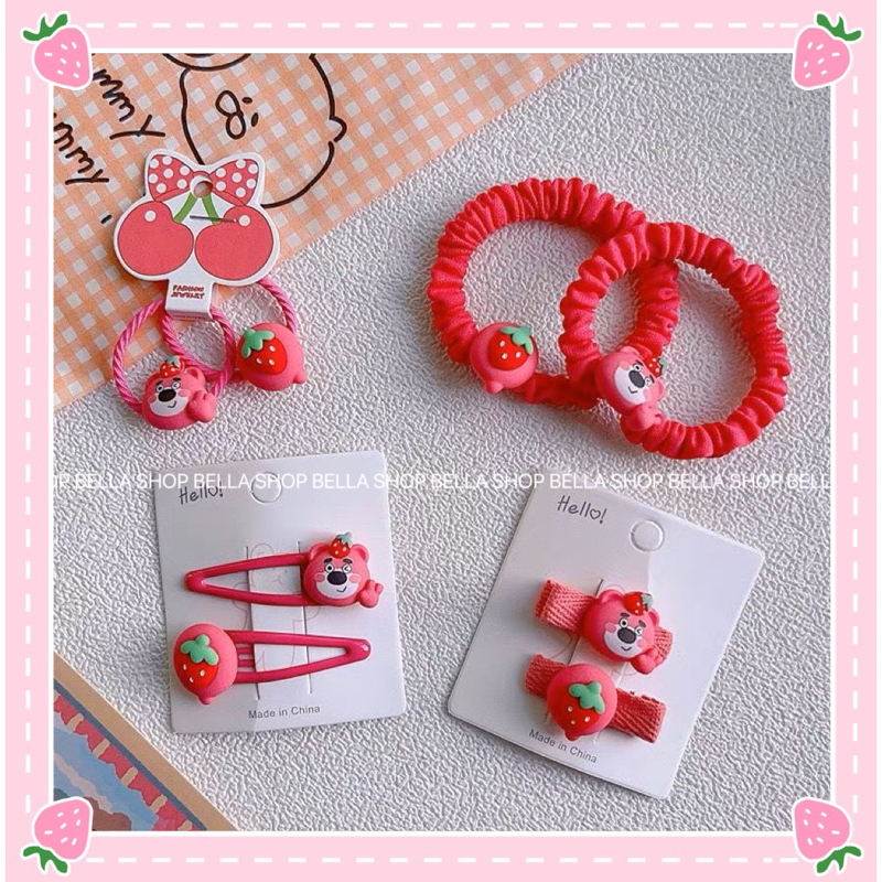 Kẹp Tóc Icon Gấu Dâu Và Icon Hoạt Hình Siêu Dễ Thương