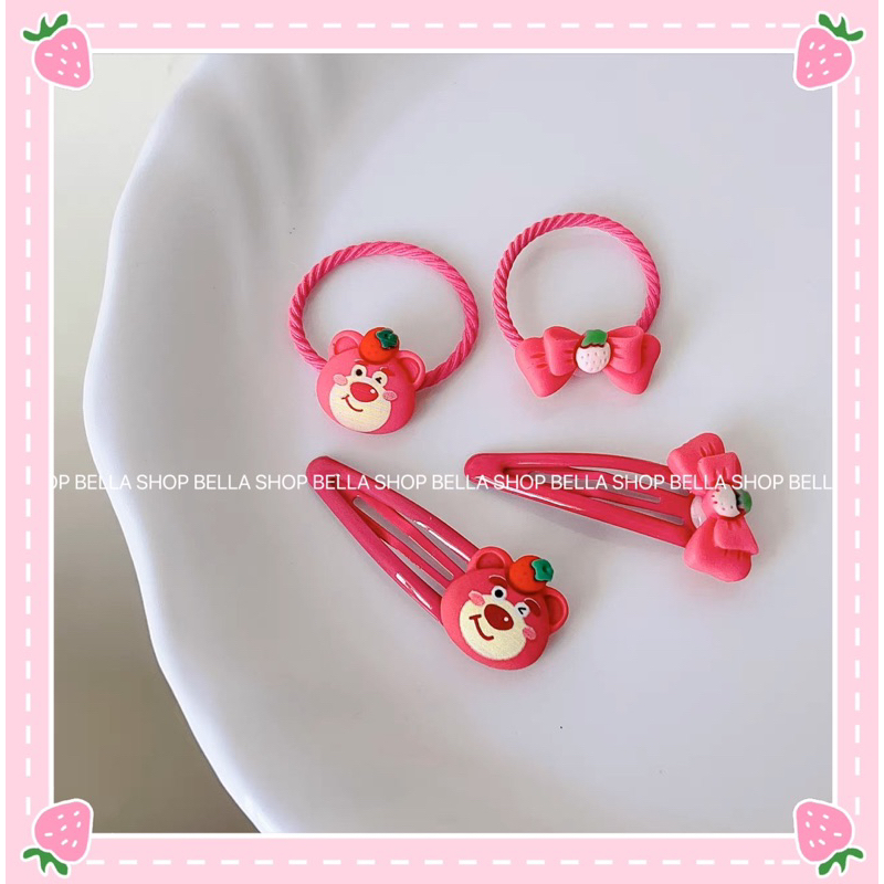 Kẹp Tóc Icon Gấu Dâu Và Icon Hoạt Hình Siêu Dễ Thương