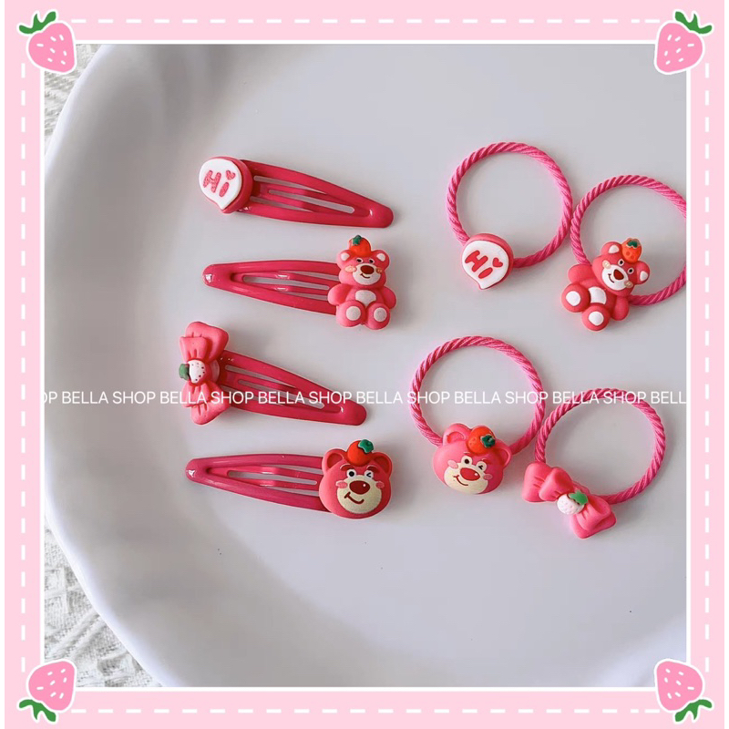 Kẹp Tóc Icon Gấu Dâu Và Icon Hoạt Hình Siêu Dễ Thương