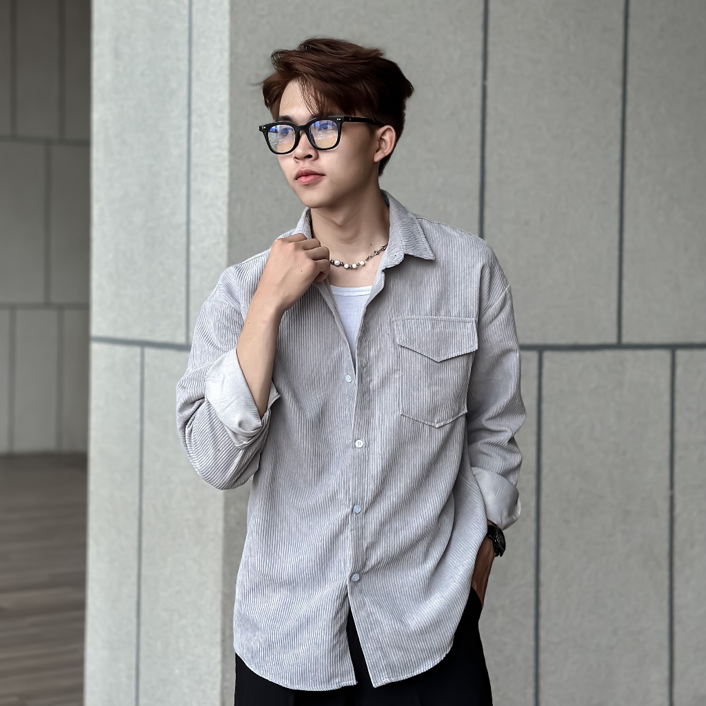 Áo Sơmi nhung Tăm vintage 4 Màu [ảnh thật phía sau] Zozo_Unisex