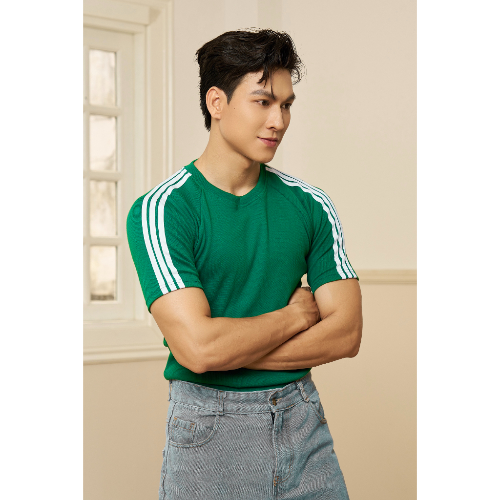 Áo Thun Nam Cổ Tròn Raglan Phối Ba Sọc Form Body Cotton Thun Tăm Gân Thương Hiệu MrTwins®