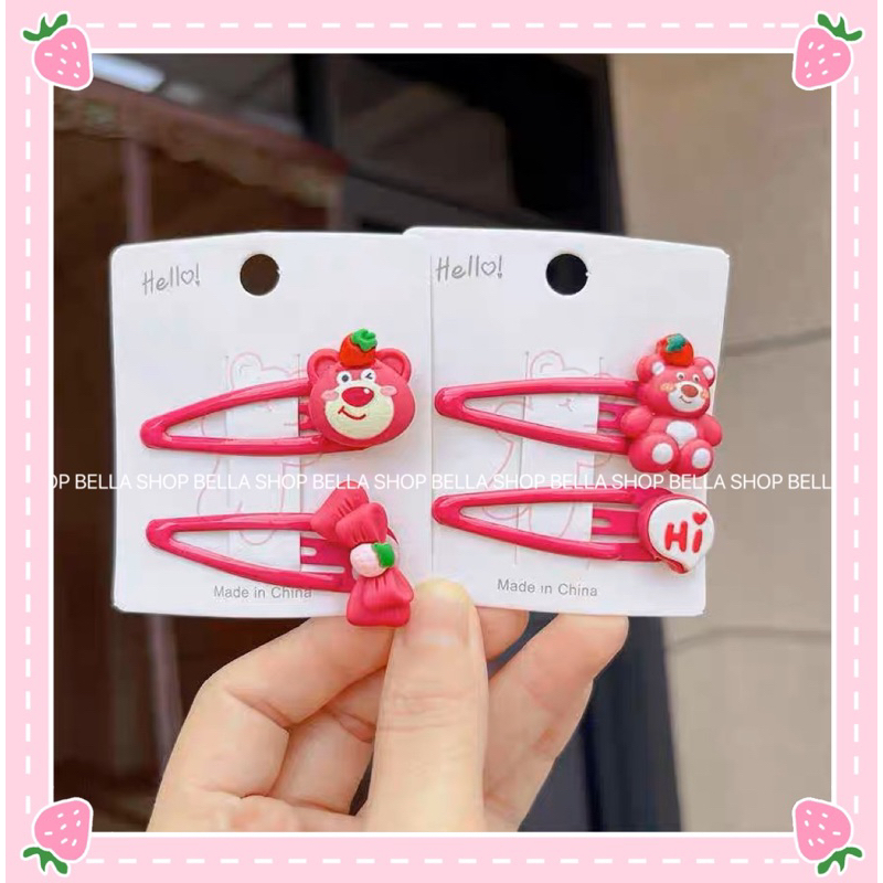Kẹp Tóc Icon Gấu Dâu Và Icon Hoạt Hình Siêu Dễ Thương