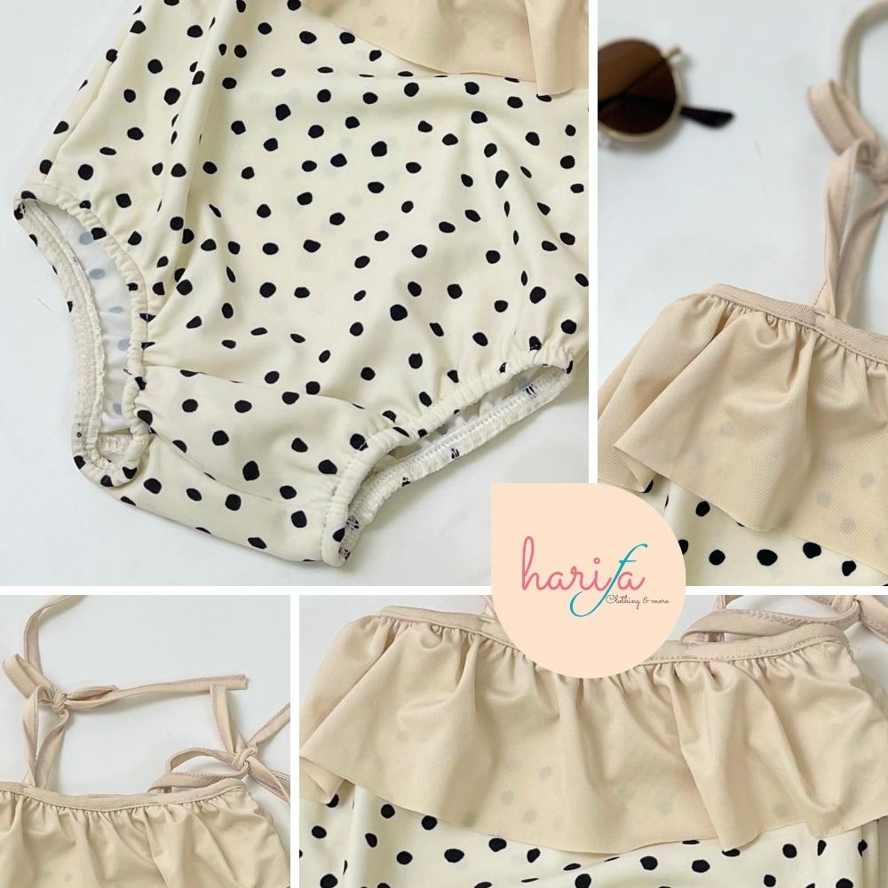 Bộ đồ bơi trẻ em cao cấp liền thân cho bé gái- hai dây - bèo ngực - vải Cotton thun lạnh - từ 0 đến 6 tuổi - BOI001