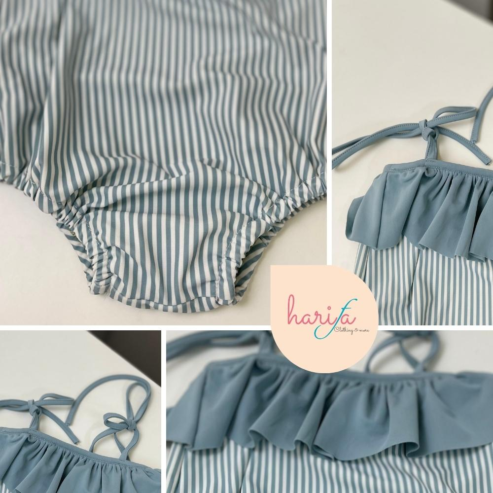 Bộ đồ bơi trẻ em cao cấp liền thân cho bé gái- hai dây - bèo ngực - vải Cotton thun lạnh - từ 0 đến 6 tuổi - BOI001