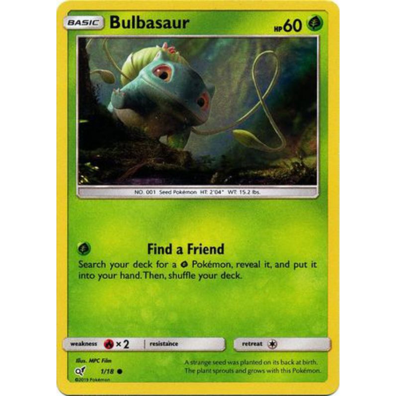 Thẻ Pokémon Bulbasaur - 1/18 - Common Detective Pikachu SinglesOnly 4 NM in stock at: