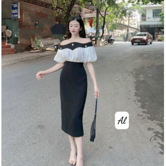 Váy đầm trễ vai xinh xắn 😍❤ đi làm đi chơi đều xinh ❤.