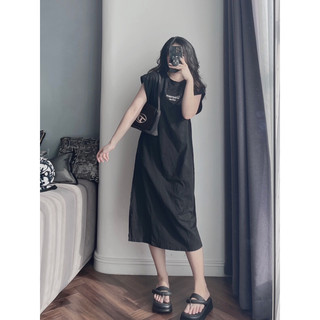 VÁY XUÔNG ĐEN TAY HẾN CHỮ NGỰC