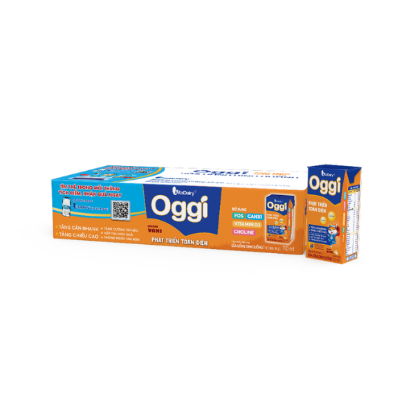 Sữa uống dinh dưỡng Oggi Vani 110ml giúp bé phát triển toàn diện, tăng cân nhanh, tăng chiều cao / lốc 4 hộp - VitaDairy