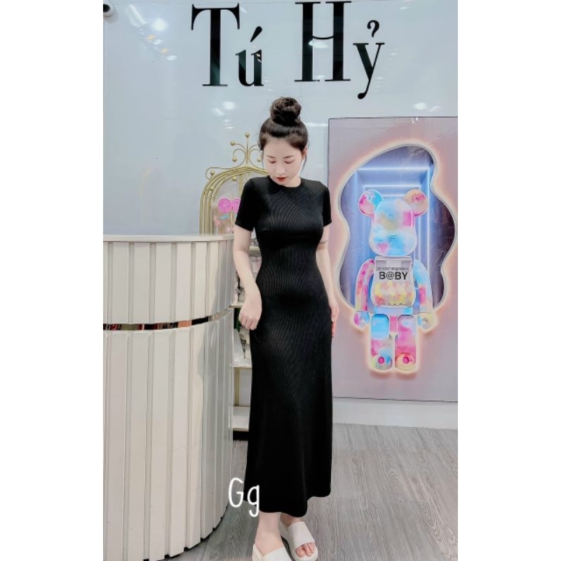 Đầm Thun Dài Ống Tay Ngắn