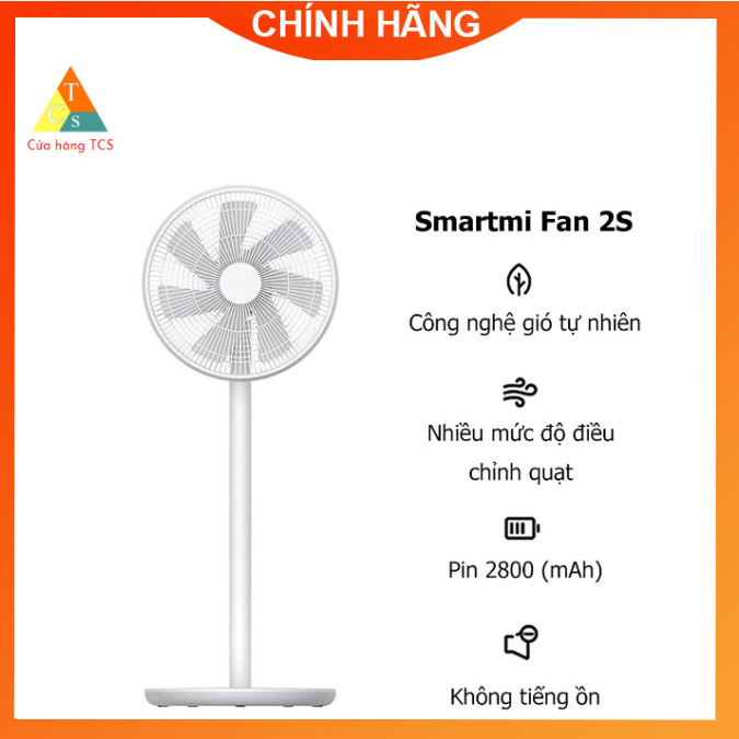 Quạt đứng thông minh Smartmi gen 2S ZLBPLDS03ZM Công suất 25W, pin 2800mAh, thiết kế 7 cánh quạt, điều khiển qua app