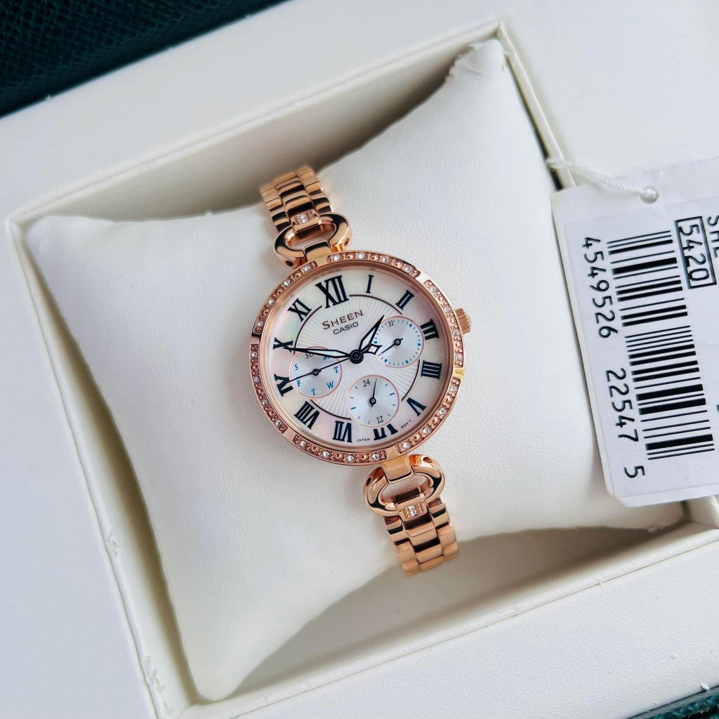 Đồng hồ nữ dây thép Casio Sheen SHE 3067PG 7A