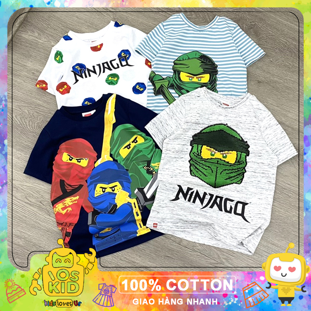 Áo cộc tay Ninja.go c&a dư xịn cho bé trai size từ 4-11 tuổi