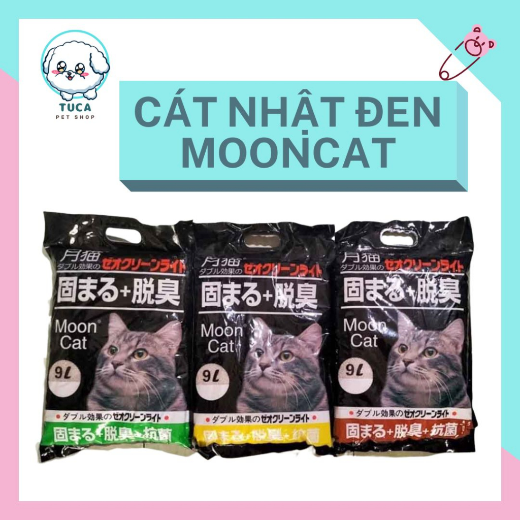 Cát vệ sinh cho mèo - Cát Nhật đen Mooncat cho mèo túi 9l - TUCA PET SHOP