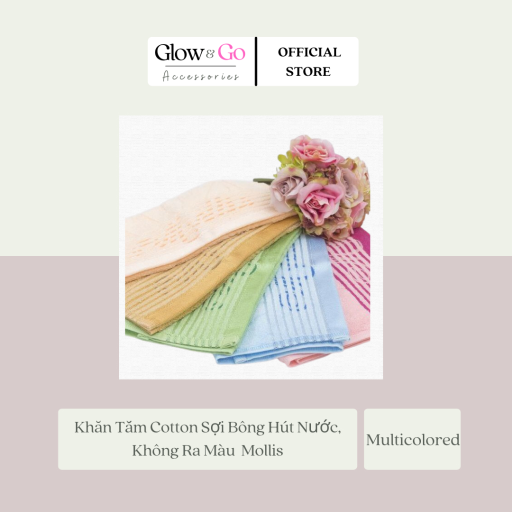 Khăn Tắm Cotton Sợi Bông Hút Nước, Không Ra Màu Mẫu Mã Sang Trọng Cao Cấp Mollis