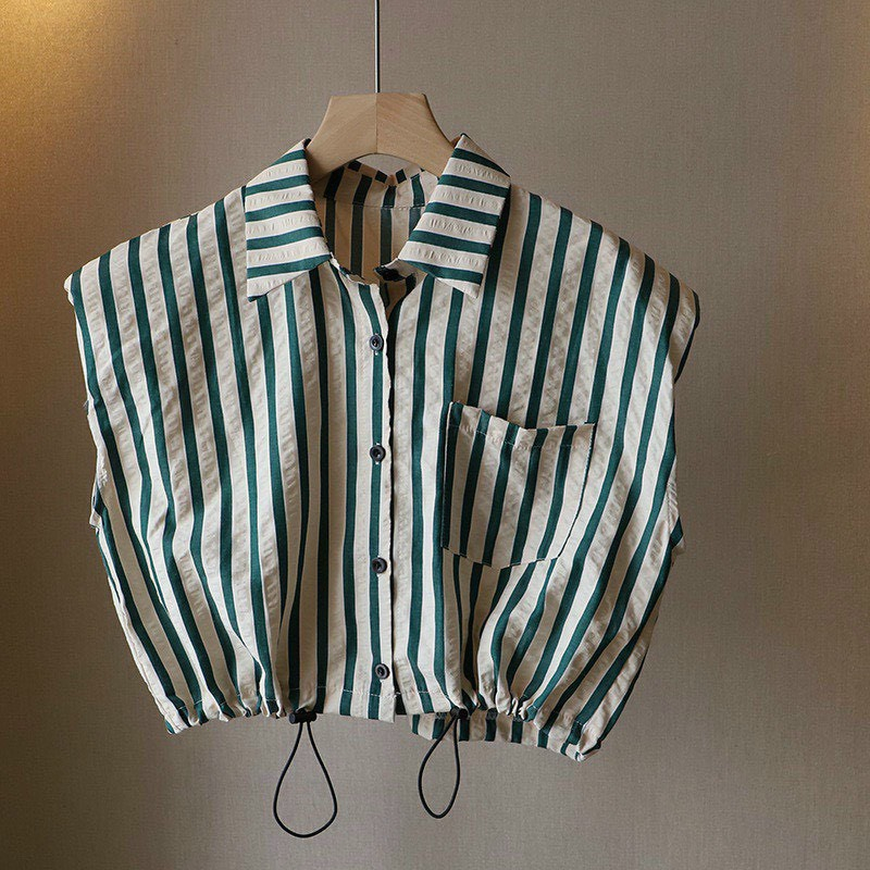 Áo Sơ Mi Kẻ Thời Trang Siêu Đẹp- Áo Sơ Mi Kẻ Cộc Tay Rút Eo- Hàng QC