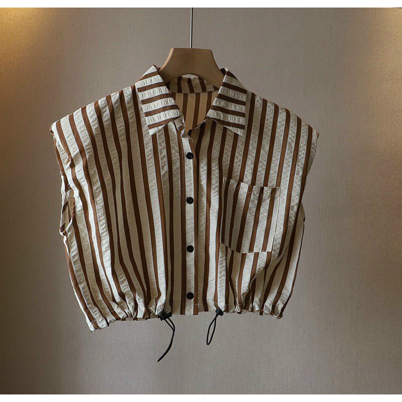 Áo Sơ Mi Kẻ Thời Trang Siêu Đẹp- Áo Sơ Mi Kẻ Cộc Tay Rút Eo- Hàng QC