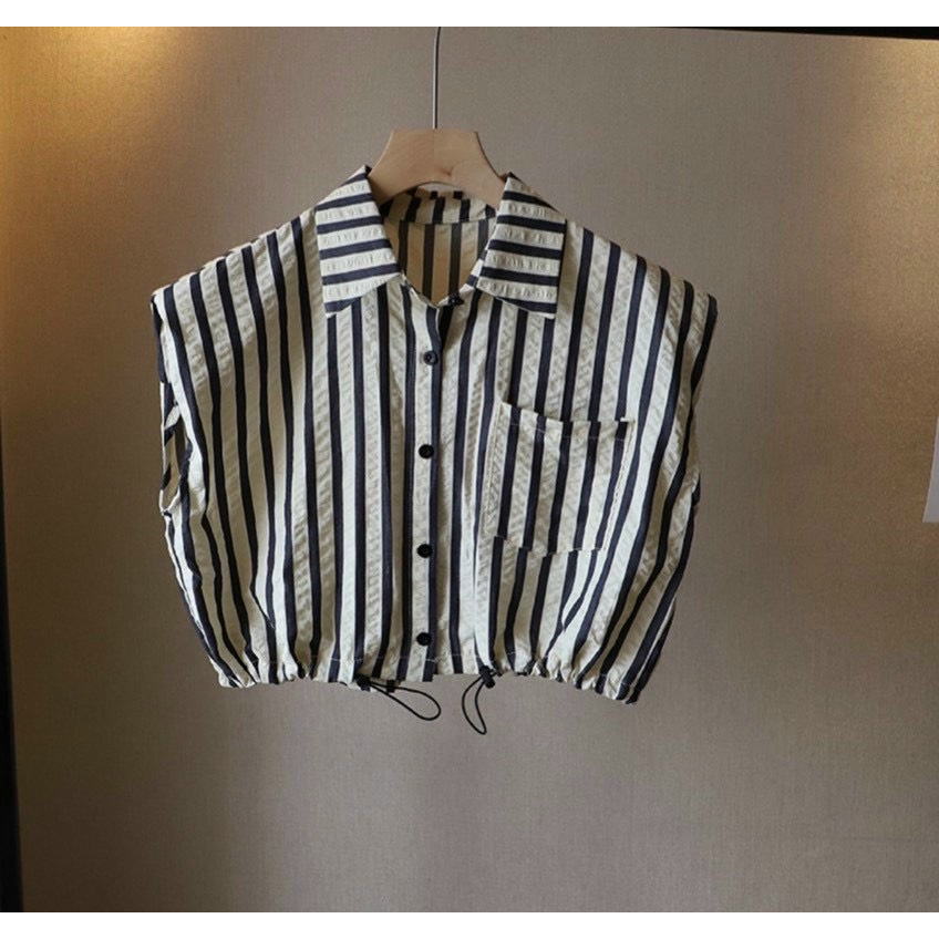 Áo Sơ Mi Kẻ Thời Trang Siêu Đẹp- Áo Sơ Mi Kẻ Cộc Tay Rút Eo- Hàng QC