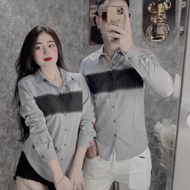Áo Sơ Mi Loang Đôi Dài Tay Chất Lụa Mịn In Logo Chìm Đẹp Chuẩn Size