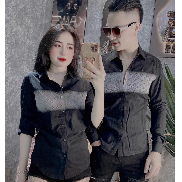 Áo Sơ Mi Loang Đôi Dài Tay Chất Lụa Mịn In Logo Chìm Đẹp Chuẩn Size