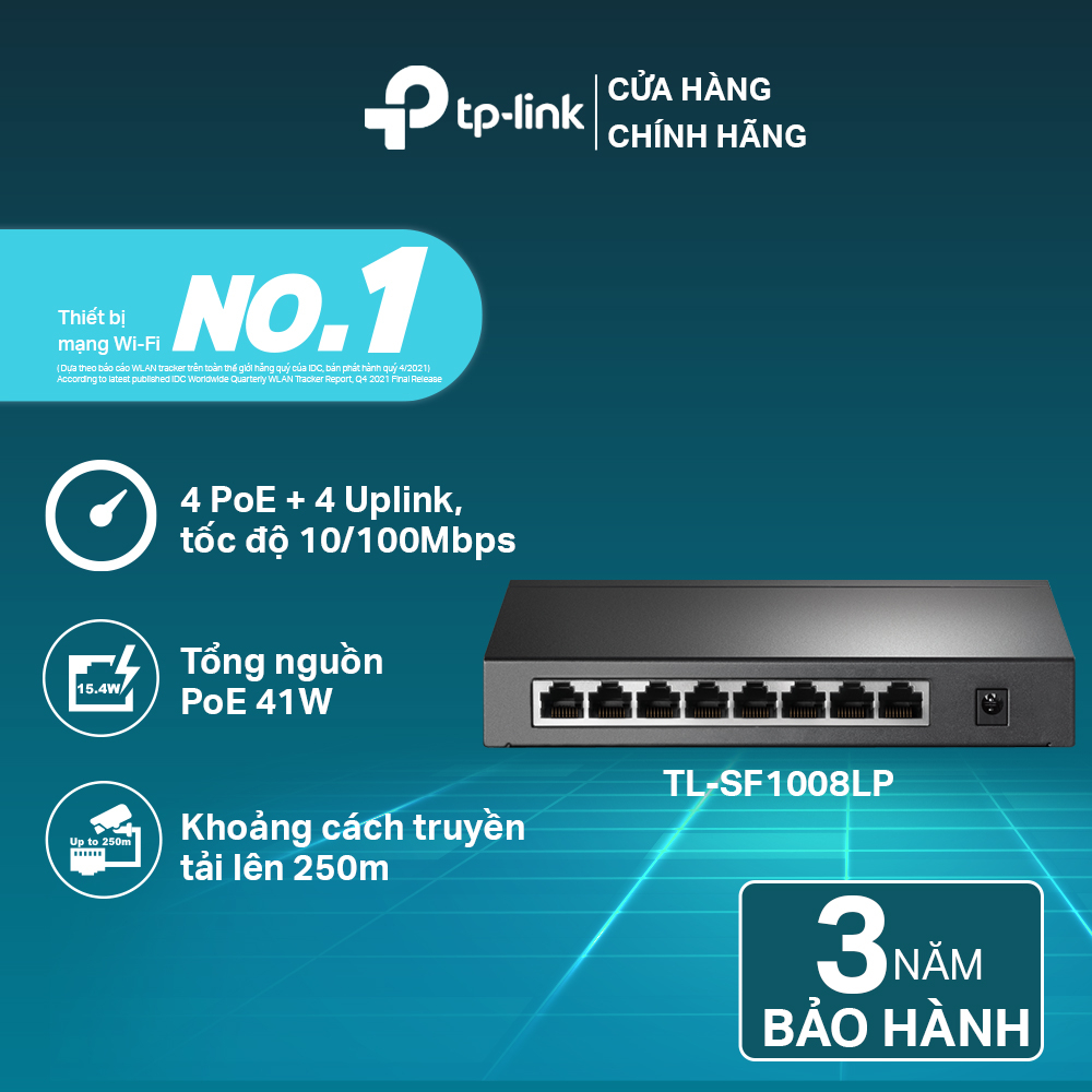 [Hỏa Tốc] Bộ Chia Tín Hiệu Switch Để Bàn TP-Link TL-SF1008P / TL-SF1008LP 8 Cổng 10/100Mbps với 4 Cổng PoE