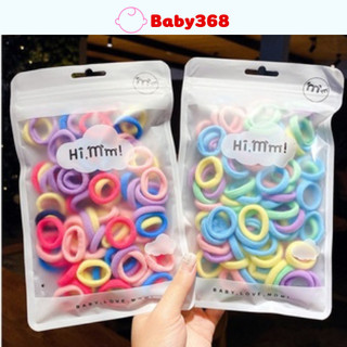 Cột tóc thun set 50 dây tiện lợi kèm túi, thun buộc tóc co giãn cho bé nhiều màu