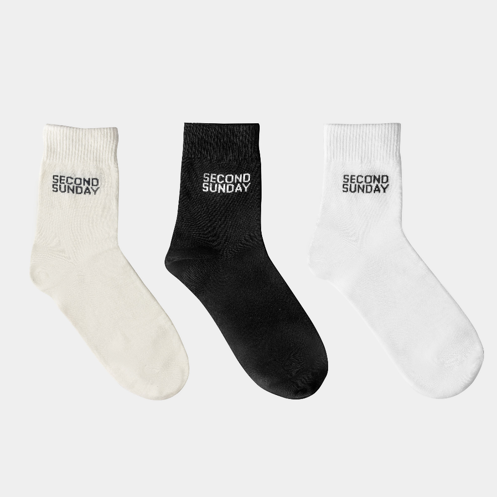 Tất cao cổ Seccond Sunday Basic Logo Crew Socks SA02