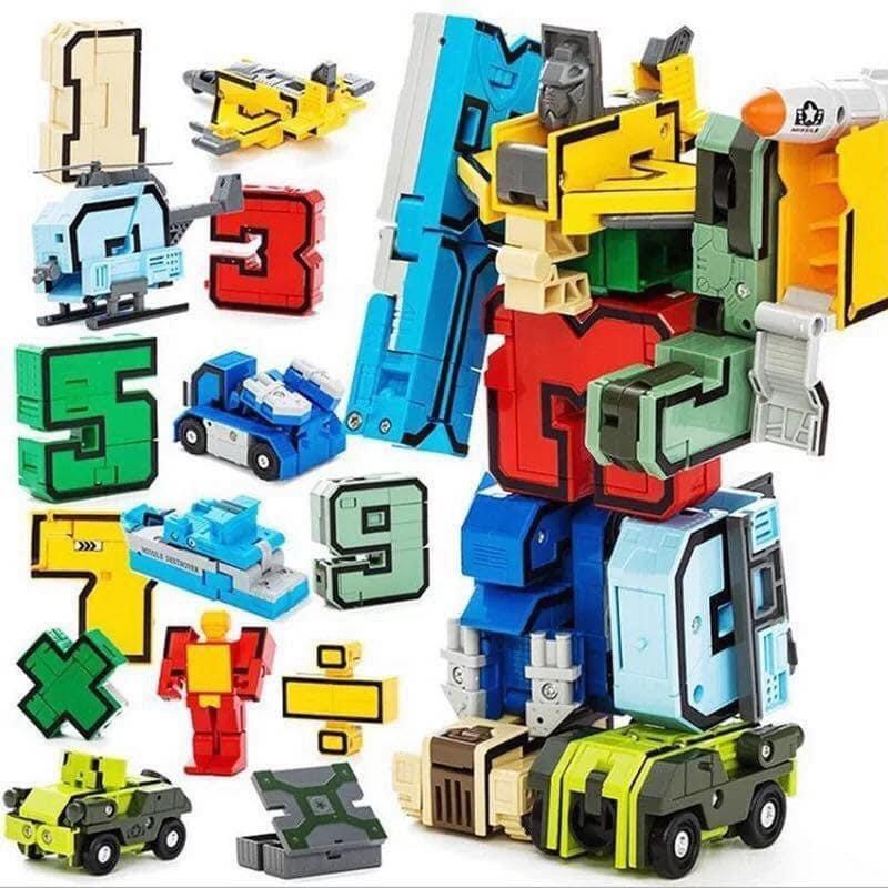 Đồ chơi lắp ghép bộ chữ số biến hình từ 1 2 3 4 5 6 7 8 9 thành robot