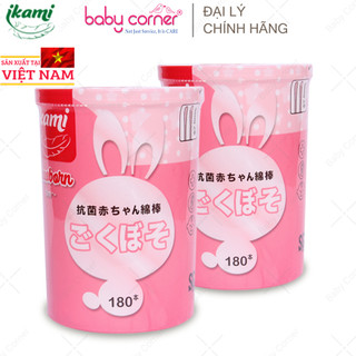 Combo 2 Hộp Bông Tăm IKAMI Sơ Sinh 2 Đầu Nhỏ Cho Bé (180 cái/ hộp)