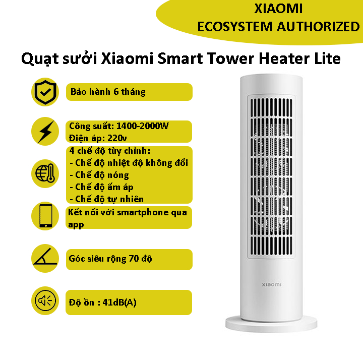 Quạt sưởi Xiaomi Smart Tower Heater Lite - Shop MI Ecosystem Authorized