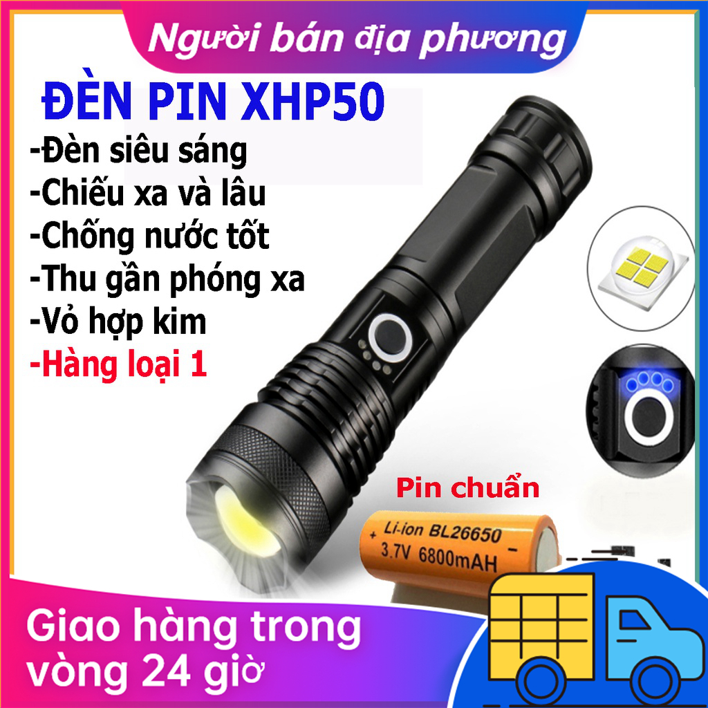Đèn pin siêu sáng XHP50-Sản phẩm chính hãng -Đèn pin cầm tay