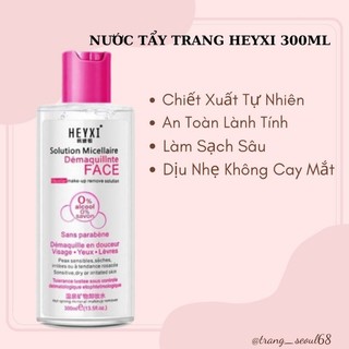 Nước tẩy trang heyxi 300ml chiết xuất tự nhiên an toàn lành tính, làm sạch sâu bụi bẩn, loại bỏ bã nhờn, ngăn ngừa mụn