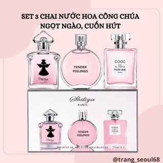 Quà tặng set 3 chai nước hoa cao cấp buttery girl hương thơm nhẹ nhàng, cuốn hút, ngọt ngào