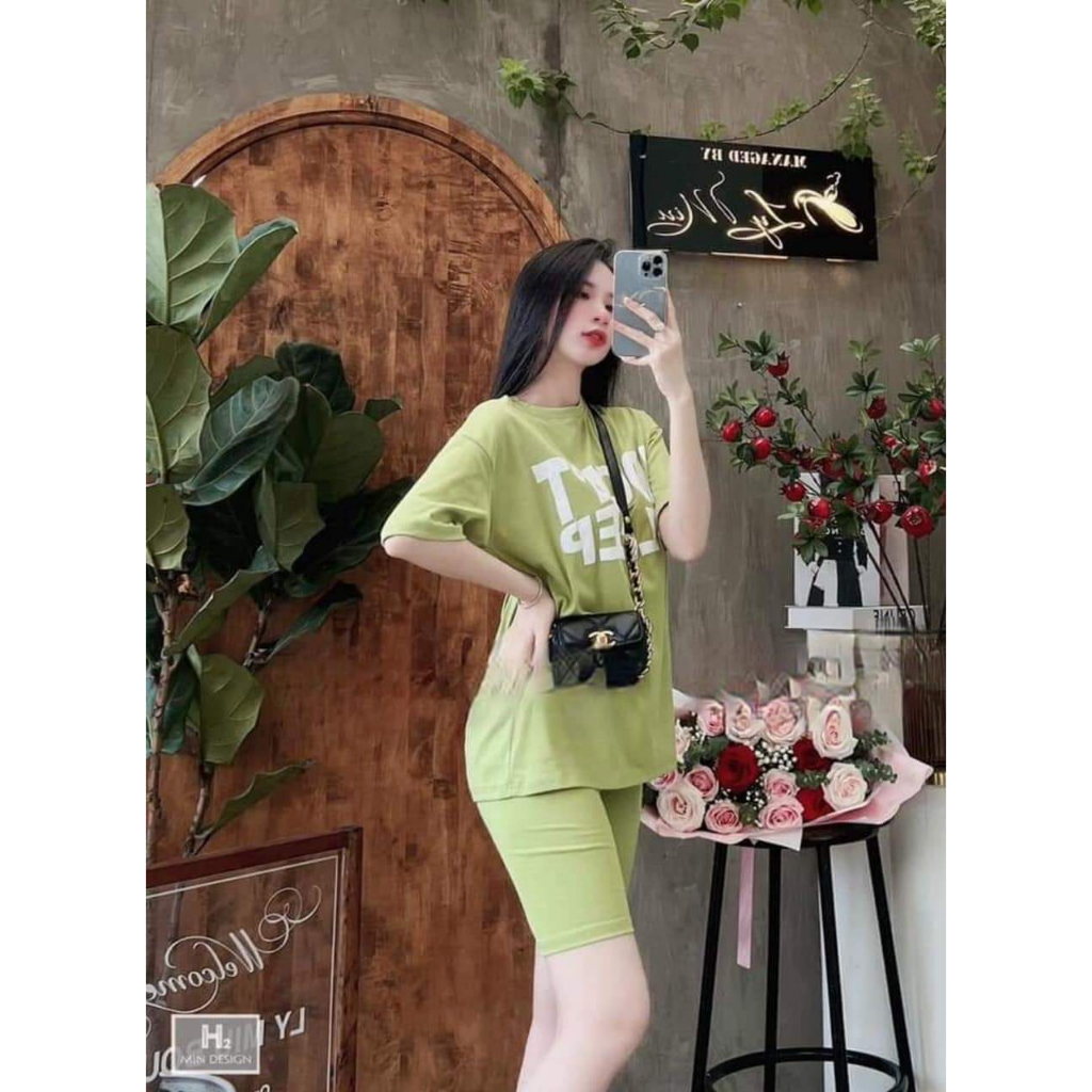 Set Lửng Cotton Áo In Chữ DONT Bigszie Mặc Nhà