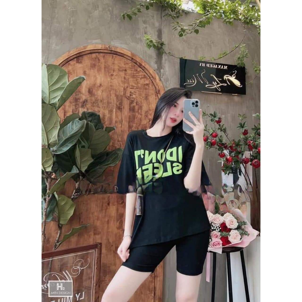 Set Lửng Cotton Áo In Chữ DONT Bigszie Mặc Nhà