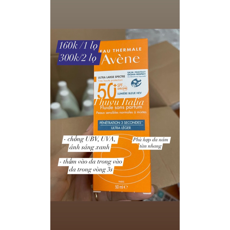 bill Italia- Kem Chống Nắng Avene Dry Touch Fluide SPF50+ 50ml / Avene Mattifying Cleanance SPF50+ 50ml